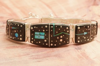 Calvin Begay New Night Sky Design Sterling Silver Bracelet
